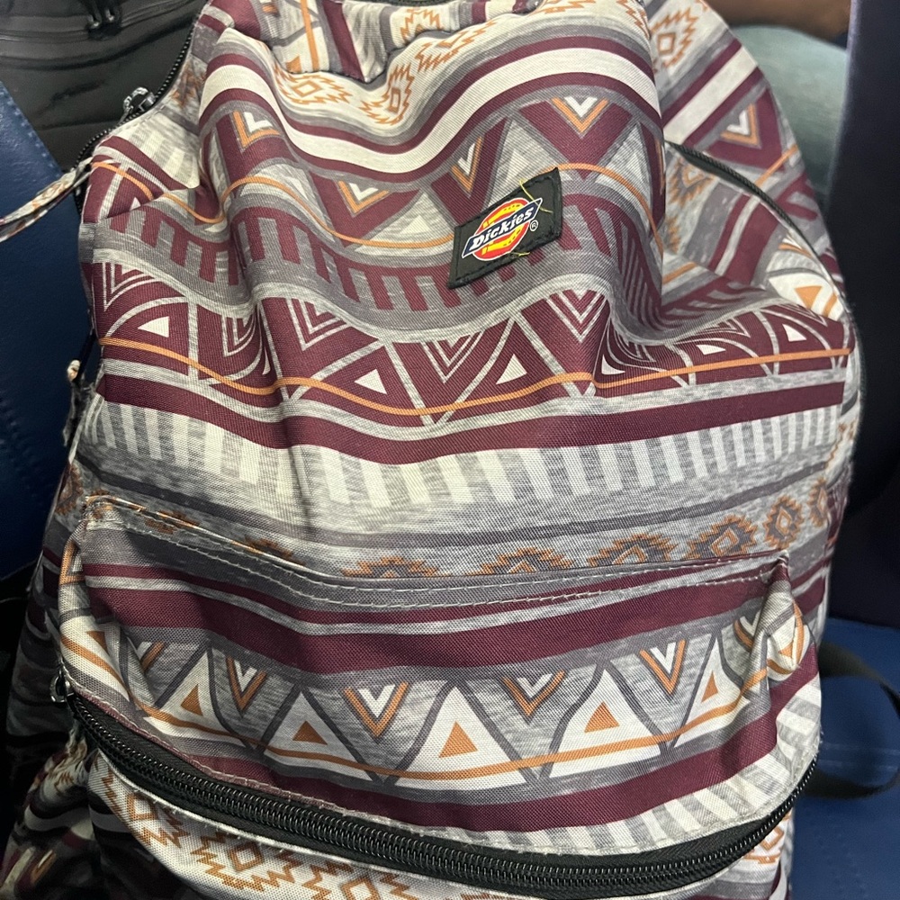 Dickies Striped Geometric Backpack - Maroon, Gray, Orange